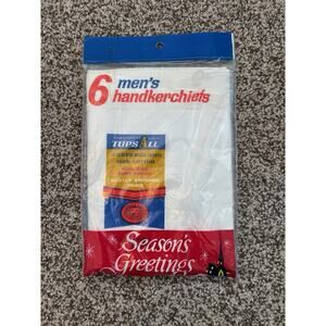 VTG TopsAll Mens Handkerchiefs 6 in Original Sealed Pkg Seasons Greeting Soft